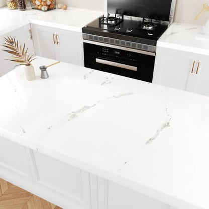 Matte White Marble Contact Paper Peel and Stick Marble Countertop - color: White, size: 15.7" x 78.7"