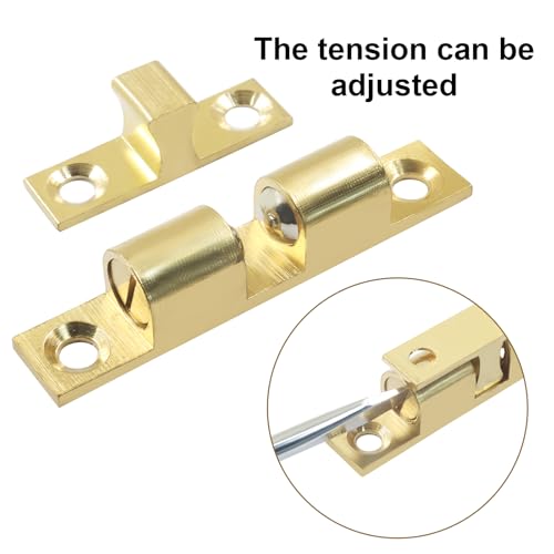 Double Roller Catch Cabinet Latches, 60mm, 4 Pack - color: Gold, size: 60mm