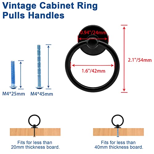Luomorgo Matte Black Ring Pull Handle Knobs, 12 Pcs - color: Matte Black-12pcs