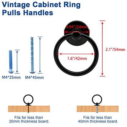 Luomorgo Matte Black Ring Pull Handle Knobs, 12 Pcs - color: Matte Black-12pcs
