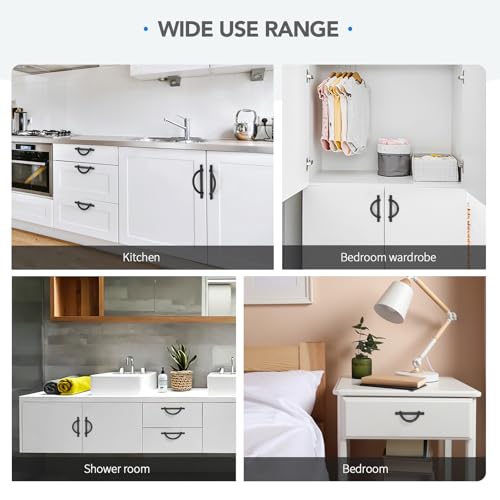 HOME EDIT Matte Black Cabinet Pulls Curved, 3-3/4 Inch/96 mm, 10 Pack - color: Matte Black, size: 3-3/4 Inch Hole Center