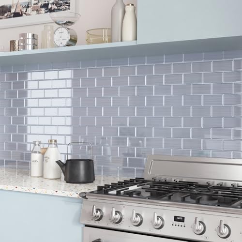 CRE8TIVE 16 Sheets Silver Peel and Stick Subway Tile Backsplash for Kitchen Bathroom 12"x12" 3D Metallic Stainless Steel Look Wall Tile Waterproof Stick on Backsplash Tiles for Living Room Fireplace - size: 12"x12" (16-Sheets)