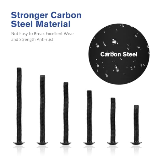 WELLOCKS M4 Cabinet Pull Screws, Black 25 to 50mm 200 PCS - color: Black, size: 200PCS
