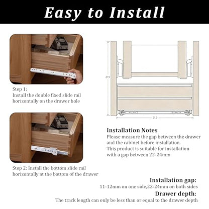 CRASPIRE 2 Pairs 10 Inch Drawer Slides White Coated Steel Drawer Track Removable Replaceable Bottom Mount Rails with Nylon Wheels Cabinet Slide Hardware Side Glides for Dresser Furniture Accessories - size: 9.84x0.75-1.38inch(25x1.9-3.5cm)