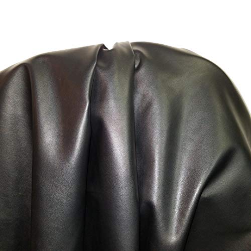 Black Matte Fullgrain Soft Faux Vegan Leather Fabric Sheet Peta Approved Vegan) 1 Yard (36 x 54 inch) Cut by Yard Pleather 0.9 mm Smooth Upholstery | 36"x54" - color: Black Matte
