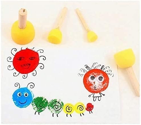 WAFJAMF 30Pcs Round Sponge Brush Set 4 Sizes DIY Painting Tools Yellow