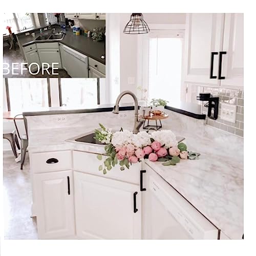 EZ FAUX DECOR Vinyl Countertop Update Wrap 36" x 120" Waterproof White Marble Contact Paper Countertop Adhesive Covering Formica Laminate Removable Wallpaper Peel and Stick Backsplash - size: 36" x 120"