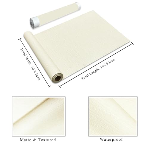 YXTII 20.8" x 196.8" Textured Wallpaper, Beige Grasscloth Peel and Stick Wallpaper for Bedroom Bathroom Laundry Room RV Stick and Peel Wall Paper Thickened - color: Beige Yellow, size: 20.8" x 196.8"