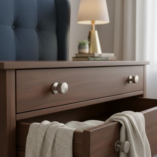 Alzassbg Brushed Satin Nickel Knurled Round Cabinet Knobs 15 Pack, AL6023SN - color: Brushed Satin Nickel, size: 15 Pack