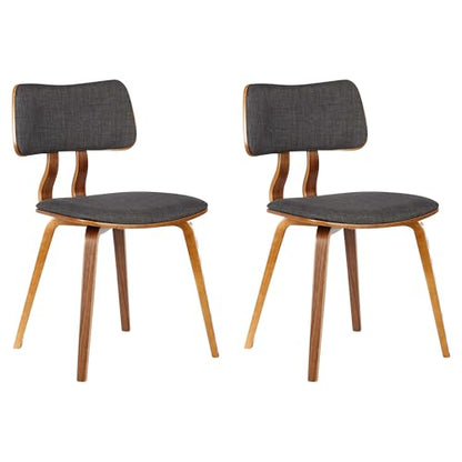Armen Living Jaguar Mid-Century Dining Chair in Walnut Wood and Charcoal Fabric - Set of 2 - color: Charcoal/Walnut, size: Set of 2