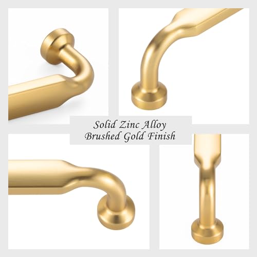 5 Inch Brushed Gold Cabinet Pulls 10 Pack, Footed Handles P2302 - color: Brushed Gold, size: 5" Hole Centers-10 Pcs