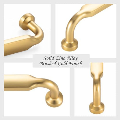 5 Inch Brushed Gold Cabinet Pulls 10 Pack, Footed Handles P2302 - color: Brushed Gold, size: 5" Hole Centers-10 Pcs