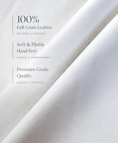 12'' x 24'' Genuine Full Grain Cowhide Leather Sheet — Soft Leather for Upholstery Repair, Handbags, Wallets, Sewing, Crafts, & DIY Projects — 1.1-1.3mm (3oz) Pre-Cut (White, 1 Piece) - color: White, size: 1 Piece