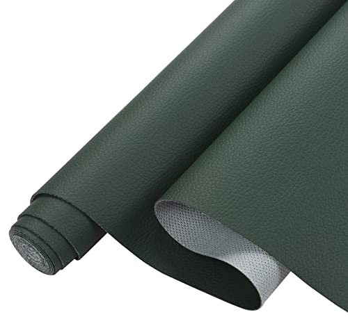 Picheng Lychee Faux Leather Fabric: 13.8" x 53" Soft Faux Leather Roll - color: Olive Green
