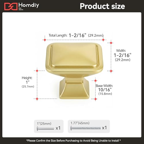 homdiy 10 Pack Gold Cabinet Knobs, Solid Zinc Alloy Pulls, Single Hole - color: Gold, size: Single Hole Center