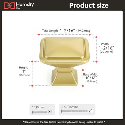 homdiy 10 Pack Gold Cabinet Knobs, Solid Zinc Alloy Pulls, Single Hole - color: Gold, size: Single Hole Center