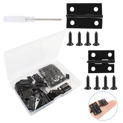 Biaungdo 80 Pcs Metal Mini Hinges, 18x15mm & 24x16mm, Black - color: Black, size: 2 Size,80Pcs
