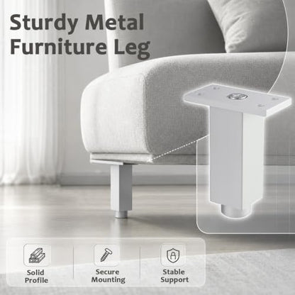 Geesatis Furniture Legs,Adjustable Square Rectangular Replacement Feet - color: White, size: 3inch