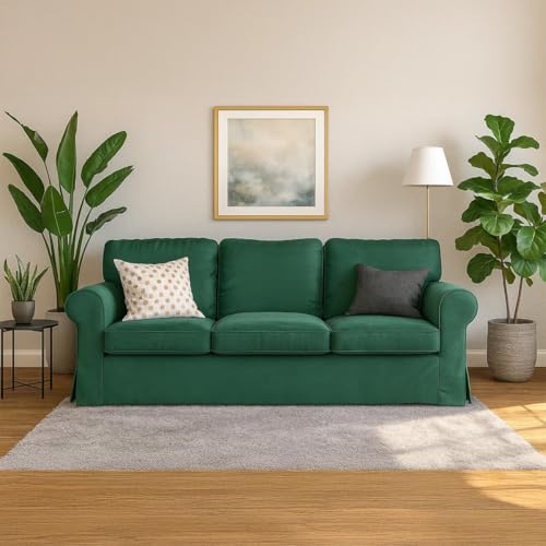 MASTERS OF COVERS Ektorp 3 Seater Sofa Cover Replacment Slipcover-Green - color: Three Seat Cover-green