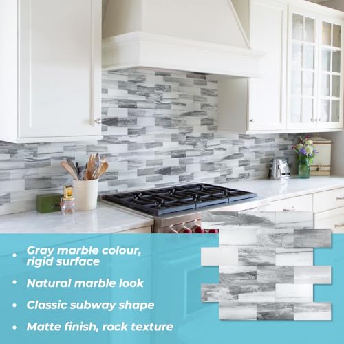 STICKGOO 10-Sheets Subway Tiles Peel and Stick Backspalsh, Gray - color: Gray