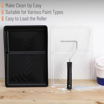 Bates- 6 Inch Paint Roller Tray Set, 12 pcs Black Plastic Paint Tray Kit