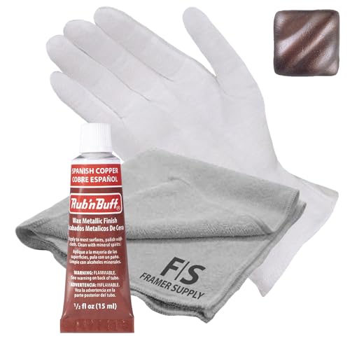 Rub n Buff Metallic Wax with Cotton Glove and 8" x 8" Cloth - Gilding Wax for a Smooth Adjustable Gloss Finish - Single 0.5oz/15ml Tube (Spanish Copper) - color: Spanish Copper