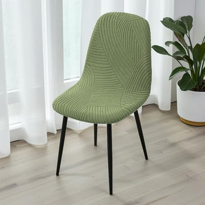 HAOYONG Modern Dining Chair Covers Printed Shell Chair Cover Lounge Armless Chair Cover Stretchable Slipcovers for Kitchen, Office, Dining Room and Living Room(Set of 6) - color: Olive Green, size: 6 PCS