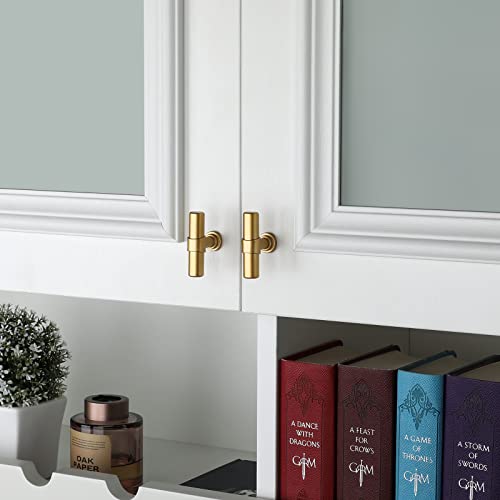 Haliwu 10 Pack Gold Cabinet Knobs Brushed Brass Drawer Knobs for Kitchen - color: Matte Gold, size: T-Bar Knob