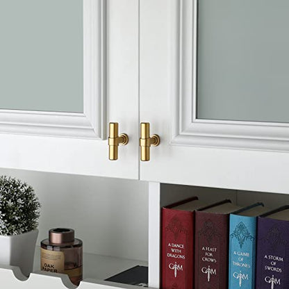Haliwu 10 Pack Gold Cabinet Knobs Brushed Brass Drawer Knobs for Kitchen - color: Matte Gold, size: T-Bar Knob