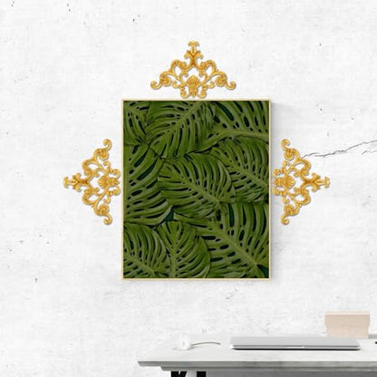 Sewroro Carved Flower Applique Wall-Mounted Onlay Decoration for Ceiling Background Wall Room Corner Decor Furniture Cabinet Wardrobe Unpainted PVC 10.94 X 7.20 X 0.51 in