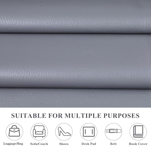 Faux Leather 0.7mm Upholstery Fabric by the Yard 55x108 Inch Gray - color: Gray, size: Pre Cut 3 Yard