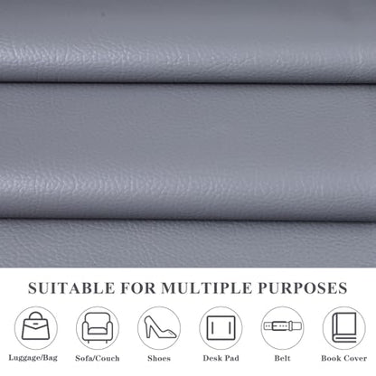 Faux Leather 0.7mm Upholstery Fabric by the Yard 55x72 Inch Gray - color: Gray, size: Pre Cut 2 Yard