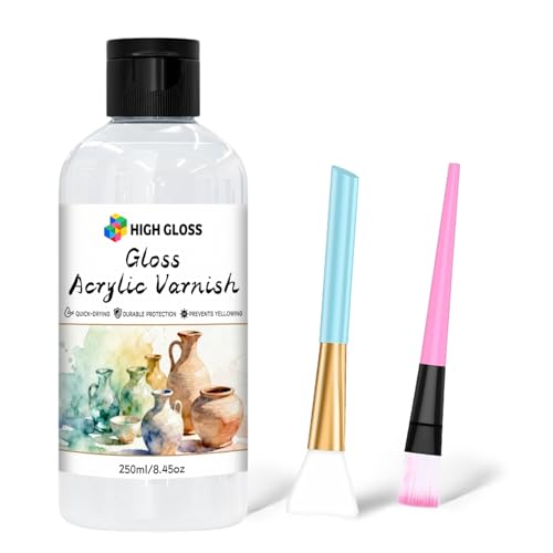 250ml Gloss Acrylic Varnish with Pump, Quick-Dry Water-Based Non-Toxic - size: 250 ml