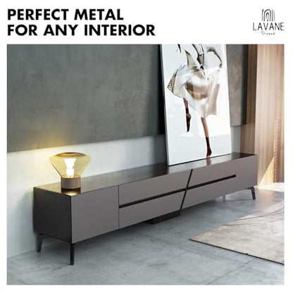 La Vane 5 Inch Diamond Triangle Metal Furniture Legs 4PCS- Heavy Duty Iron - color: Black/Gold, size: 5" / 13cm