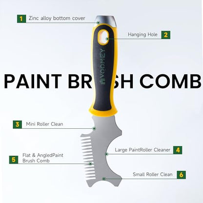 VOOMEY 5-in-1 Paint Roller Cleaner Tool with Hammer Base & Brush Comb - size: 5 in 1 Paint Roller Cleaner