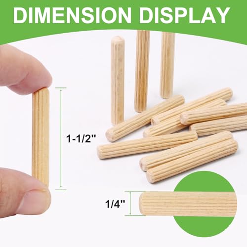 1/4" x 1-1/2" Wooden Dowel Pins - FoDau770 Beech Wood Dowel Rods - 200 Pcs - size: 1/4" x 1-1/2"