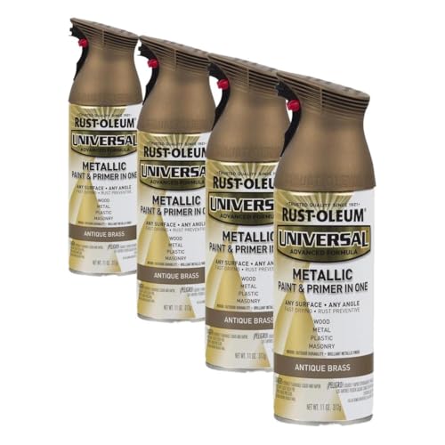 Rust-Oleum 260728 Universal All Surface Metallic Spray Paint, 11 oz, Antique Brass (Pack of 4) - color: Antique Brass, size: 128 Fl Oz (Pack of 4)