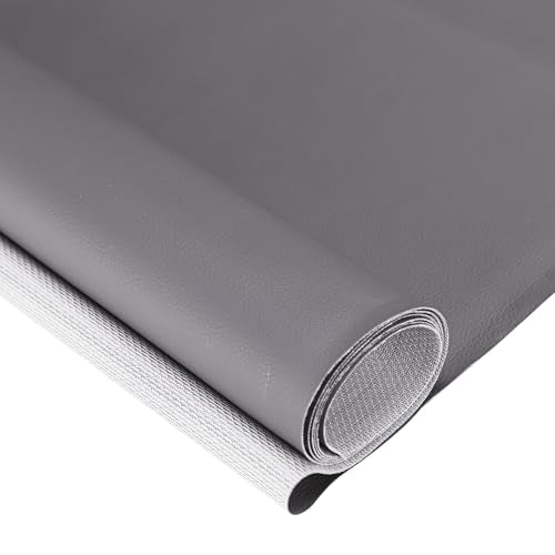 Faux Leather, Marine Vinyl PVC Leather for DIY Upholstery, Sofa Car Boat Seat Repair, Waterproof & Easy to Clean, Grey (1 FT 55x12 Inch) - color: Grey, size: 1Ft (55x12inch)