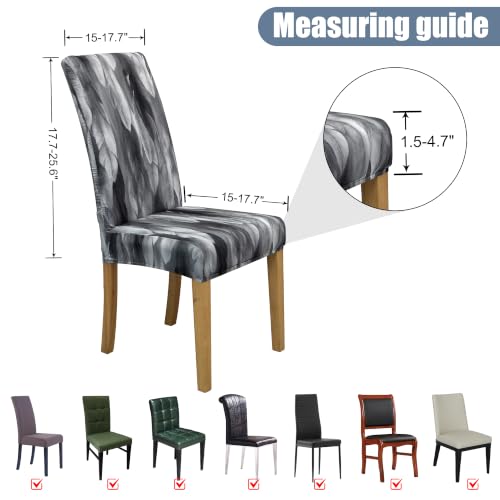 Dining Chair Covers, Stretch Seat Covers, Washable Furniture Protector - color: Black Feather, size: ‌Milk Silk