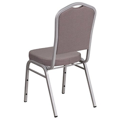 EMMA + OLIVER Gray Patterned Fabric Crown Back Stacking Banquet Chair - color: Gray Dot Fabric/Silver Frame