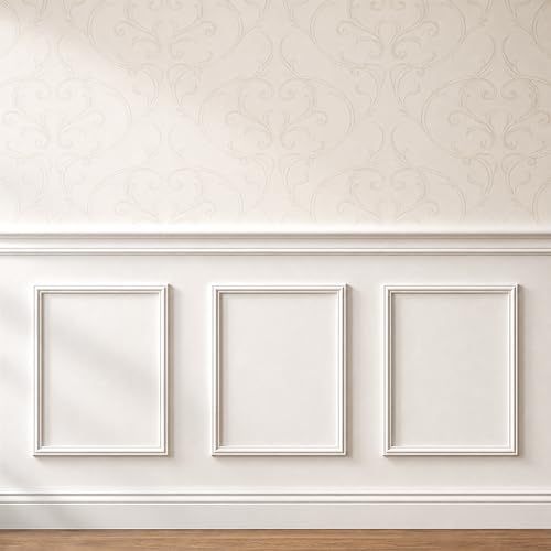 COUKIU Pre-Cut 3 Set Peel and Stick Wall Molding Trim Kit, 16" x20" Premade Wainscoting Panels, Self Adhesive Moulding Panel for Interior Walls Picture Frame - color: 3-Frame,White, size: 16"x20"