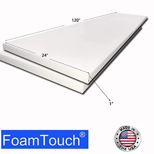 FoamTouch Upholstery Foam Cushion High Density 4" H x 24" W x 120" L - size: 4" x 24" x 120"