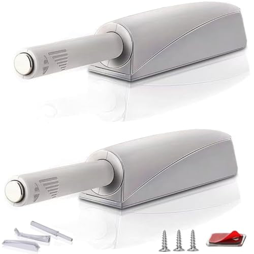 Push to Open Door Latch Cabinet Hardware CBRIVE 2 Pack Magnetic Push Latches & Lock for Hidden Door Heavy Duty Magnet Push Release Drawer Pull Tip on Closet Close Touch Locking Strong Pop Out, Gray - color: Gray, size: 2 Pack