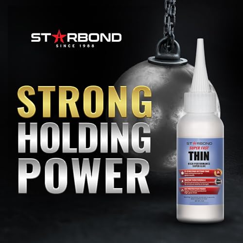 Starbond Super Fast Thin CA Glue – Super Glue Pro Kit with Precision Microtips Anti-Clog Cap & Extra Nozzles – Premium Cyanoacrylate Adhesive for Cracks, Joints, Woodturning, Hobby & Repairs, 2 oz - size: 2 ounce