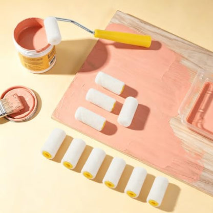 12 Pack Mohair Paint Roller with Frame, 2 Inch Mini Paint Roller Set