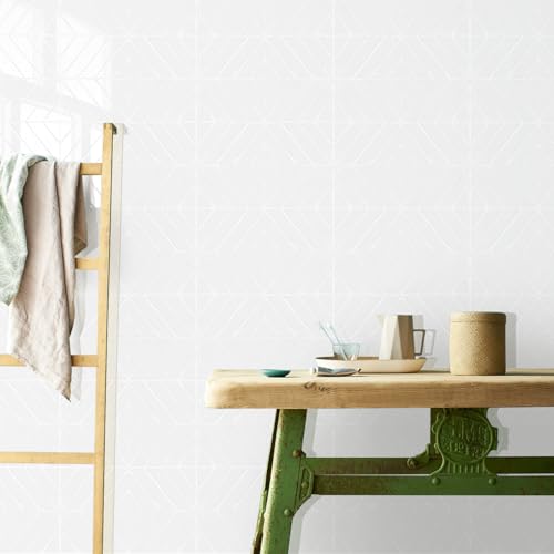 STICKGOO Herringbone Peel and Stick Backsplash, Pure White, 10 Sheets - color: Pure White, size: Pack of 10