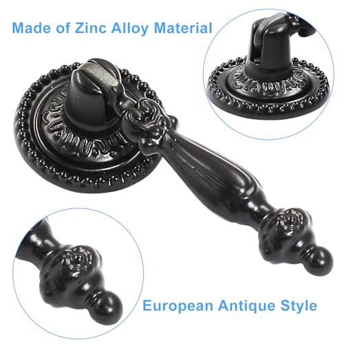 Bonsicoky 6PCS Antique Style Tear Drop Pulls, Black - color: Black