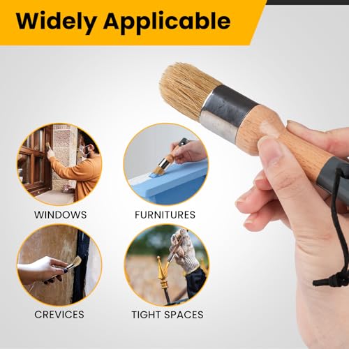 Chalk Paint Brush, 2 Pack Wax Brushes with Natural Bristle - size: Small Round, 2 Pack