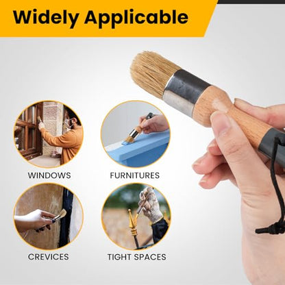 Chalk Paint Brush, 2 Pack Wax Brushes with Natural Bristle - size: Small Round, 2 Pack