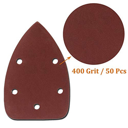 50 Pcs Mouse Detail Sander Sandpaper, 400 Grit, 5 Hole - size: 400 Grit - 50 Pcs